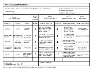 ORM ASSESSMENT WORKSHEET MISSION MOUNTAINEERING MOUNTAIN ROCK CLIMBING