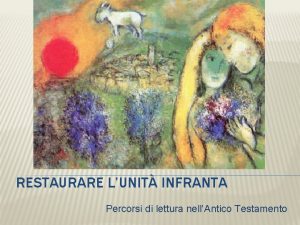 RESTAURARE LUNIT INFRANTA Percorsi di lettura nellAntico Testamento