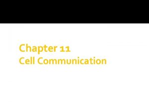 Chapter 11 Cell Communication Why do cells communicate