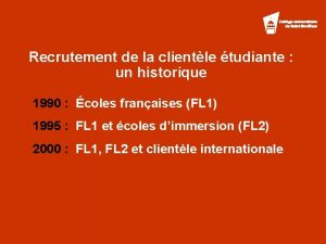 Recrutement de la clientle tudiante un historique 1990