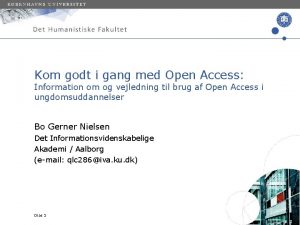 Kom godt i gang med Open Access Information