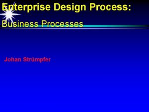 Enterprise Design Process Business Processes Johan Strmpfer Enterprise