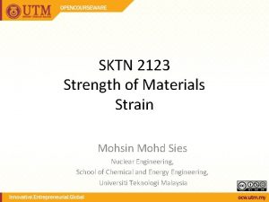 SKTN 2123 Strength of Materials Strain Mohsin Mohd