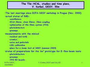The TileHCAL studies and time plans V Korbel