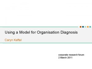 Using a Model for Organisation Diagnosis Caryn Kaftal