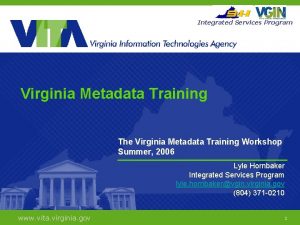 Integrated Services Program Virginia Metadata Training The Virginia