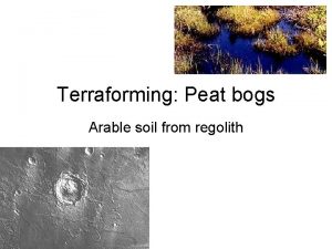 Terraforming Peat bogs Arable soil from regolith Organics