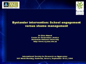 Bystander intervention School engagement versus shame management Dr