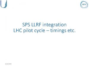 SPS LLRF integration LHC pilot cycle timings etc