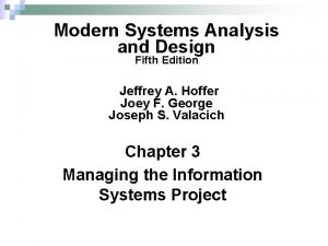 Modern Systems Analysis and Design Fifth Edition Jeffrey