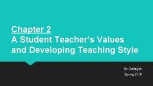 Chapter 2 A Student Teachers Values and Developing