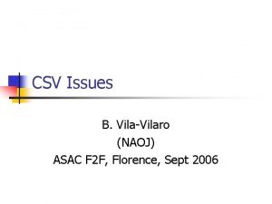 CSV Issues B VilaVilaro NAOJ ASAC F 2