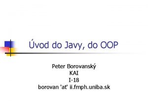 vod do Javy do OOP Peter Borovansk KAI