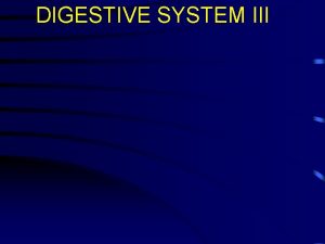 DIGESTIVE SYSTEM III VII Digestive organs background information