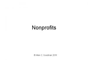 Nonprofits Allen C Goodman 2018 A short primer