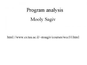 Program analysis Mooly Sagiv html www cs tau