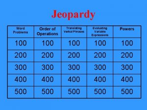 Order of operations jeopardy