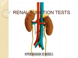 RENAL FUNCTION TESTS Vital role in bodys homeostasis