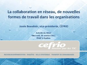 La collaboration en rseau de nouvelles formes de