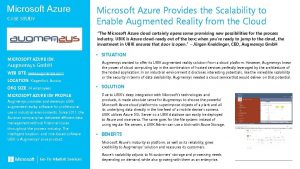 Microsoft Azure CASE STUDY Microsoft Azure Provides the