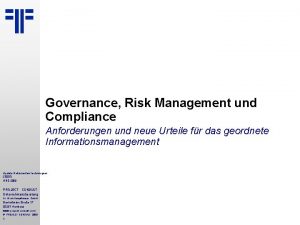 Governance Risk Management und Compliance Anforderungen und neue