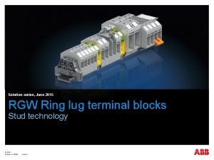 Solution series June 2015 RGW Ring lug terminal