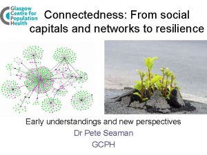 Connectedness From social capitals and networks to resilience
