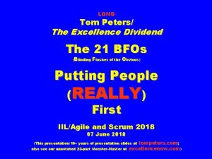 LONG Tom Peters The Excellence Dividend The 21