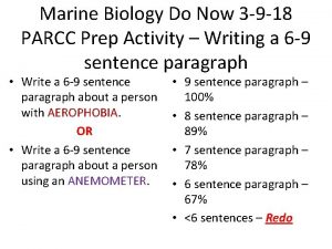 Marine Biology Do Now 3 9 18 PARCC