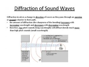 Diffraction of Sound Waves Diffraction involves a change