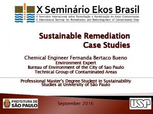 Sustainable Remediation Case Studies Chemical Engineer Fernanda Bertaco