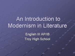 Introduction to modernism in literature