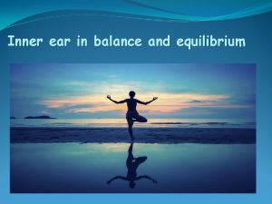 Inner ear in balance and equilibrium Equilibrium Reflexes