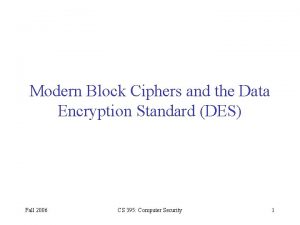 Block ciphers and the data encryption standard Block ciphers and the data encryption standard