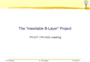 The Insertable BLayer Project PHDT PHADx meeting PH