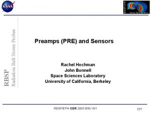 Radiation Belt Storm Probes RBSP Preamps PRE and