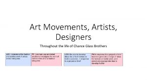 Art Movements Artists Designers Throughout the life of