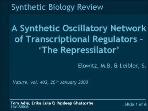 Synthetic Biology Review A Synthetic Oscillatory Network of