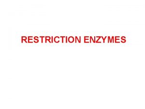 Mechanism of restriction enzyme