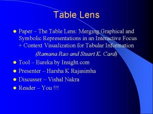 Table Lens l l l Paper The Table
