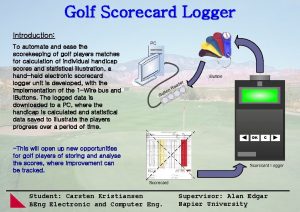 Golf Scorecard Logger Introduction To automate and ease