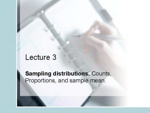 Lecture 3 Sampling distributions Counts Proportions and sample