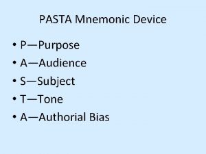 Mnemonic devices examples