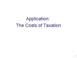 Application The Costs of Taxation 1 Deadweight Loss