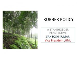 RUBBER POLICY A STAKEHOLDER PERSPECTIVE SANTOSH KUMAR Vice