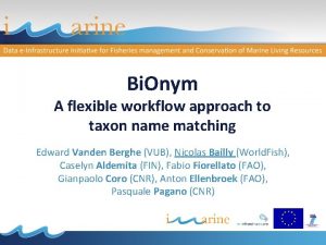 Bi Onym A flexible workflow approach to taxon