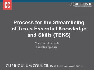 Process for the Streamlining of Texas Essential Knowledge