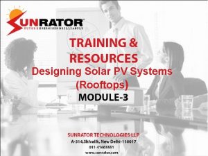 Designing Solar PV Systems Rooftops Module 1 Solar