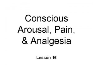 Conscious Arousal Pain Analgesia Lesson 16 States of