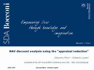 NAV discount analysis using the appraisal reduction Giacomo